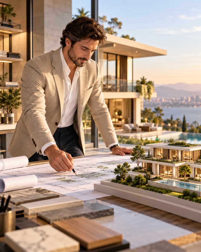 Architect planning a property design