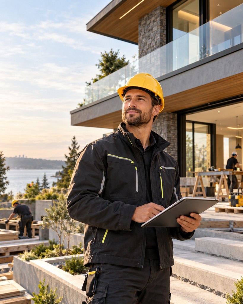 Contractor reviewing renovation work