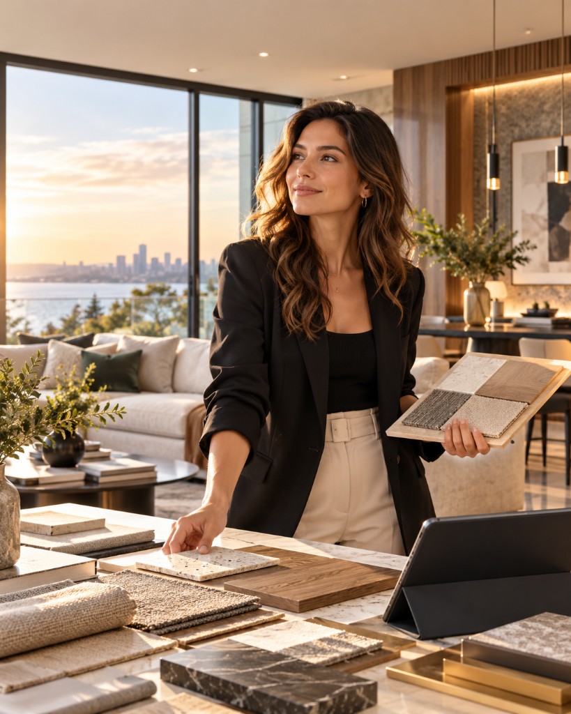 Designer selecting interior finishes