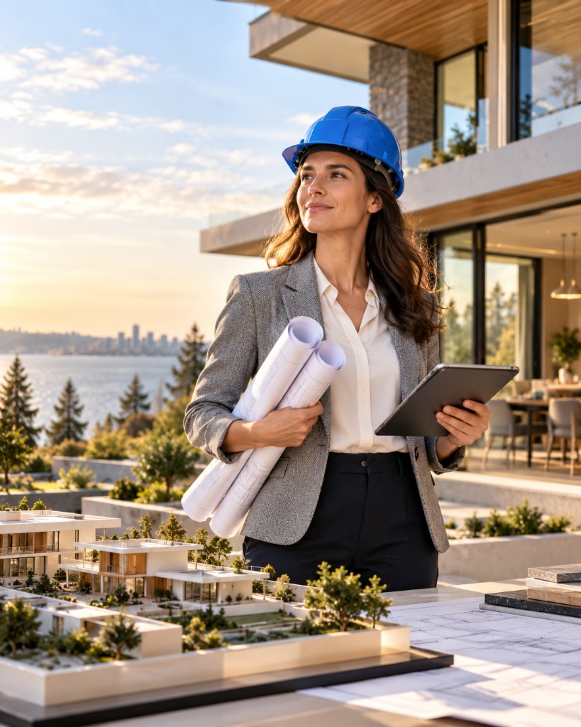 Engineer reviewing property plans